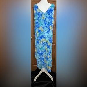 Elegant Blue Floral Skirt Set